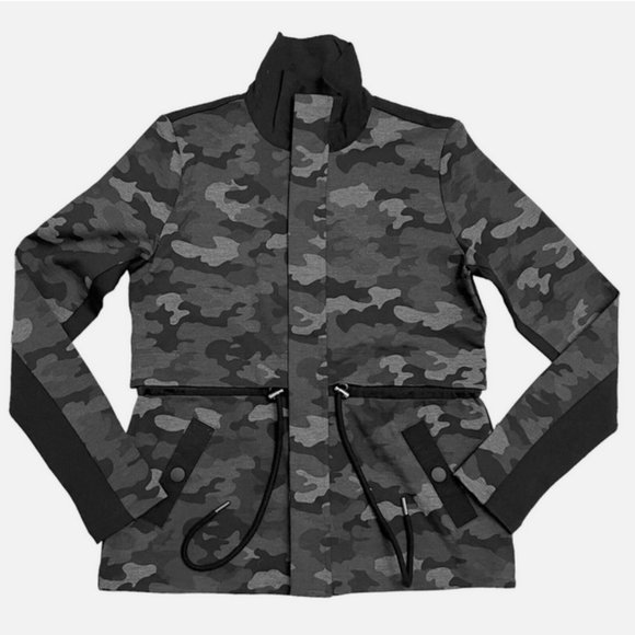 CAbi #3911 ATC Jacket Black Gray Camo Cinch Drawstring Waist Zip Military ~Small - Picture 3 of 14